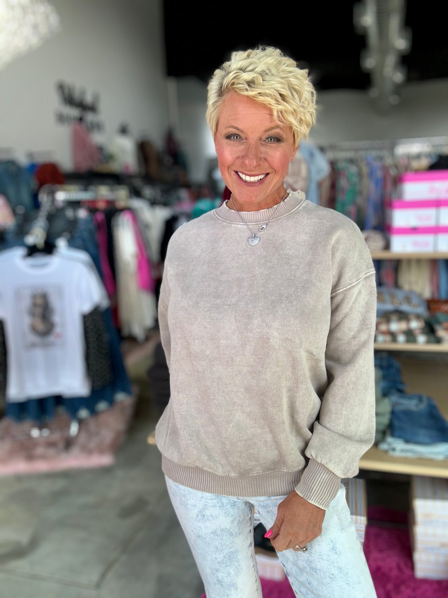 Zenana Acid Wash Fleece Oversized Pullover