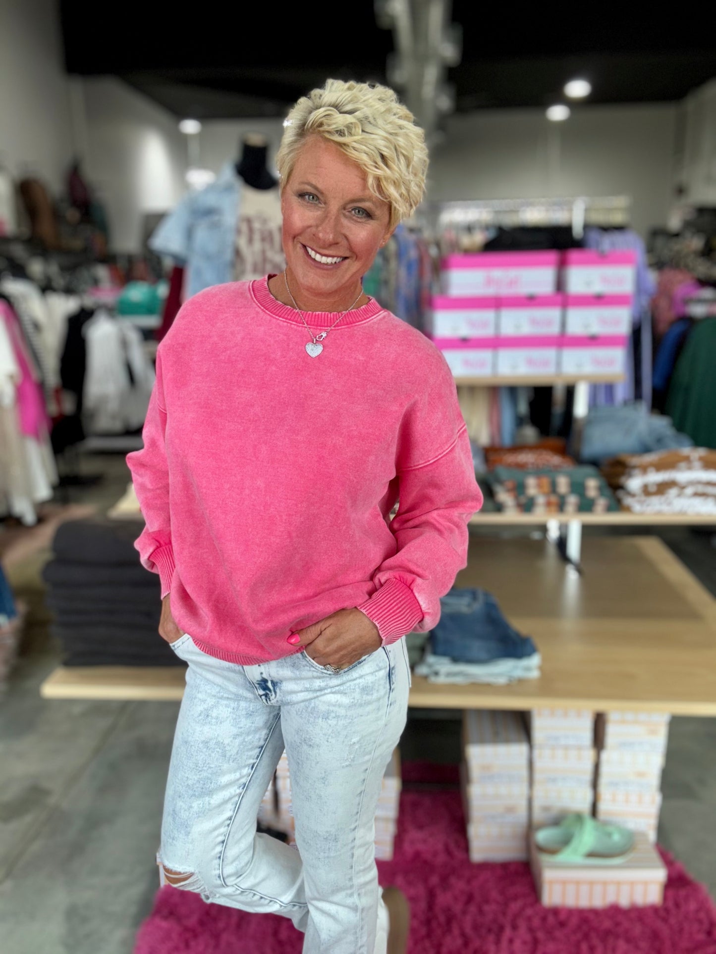 Zenana Acid Wash Fleece Oversized Pullover