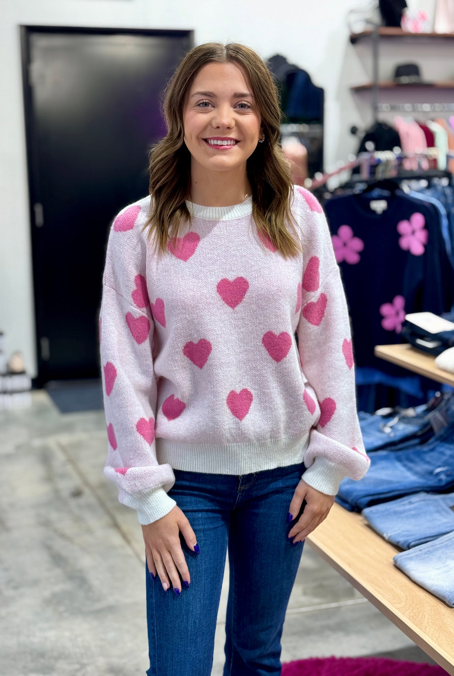 Hearted All Over Sweater