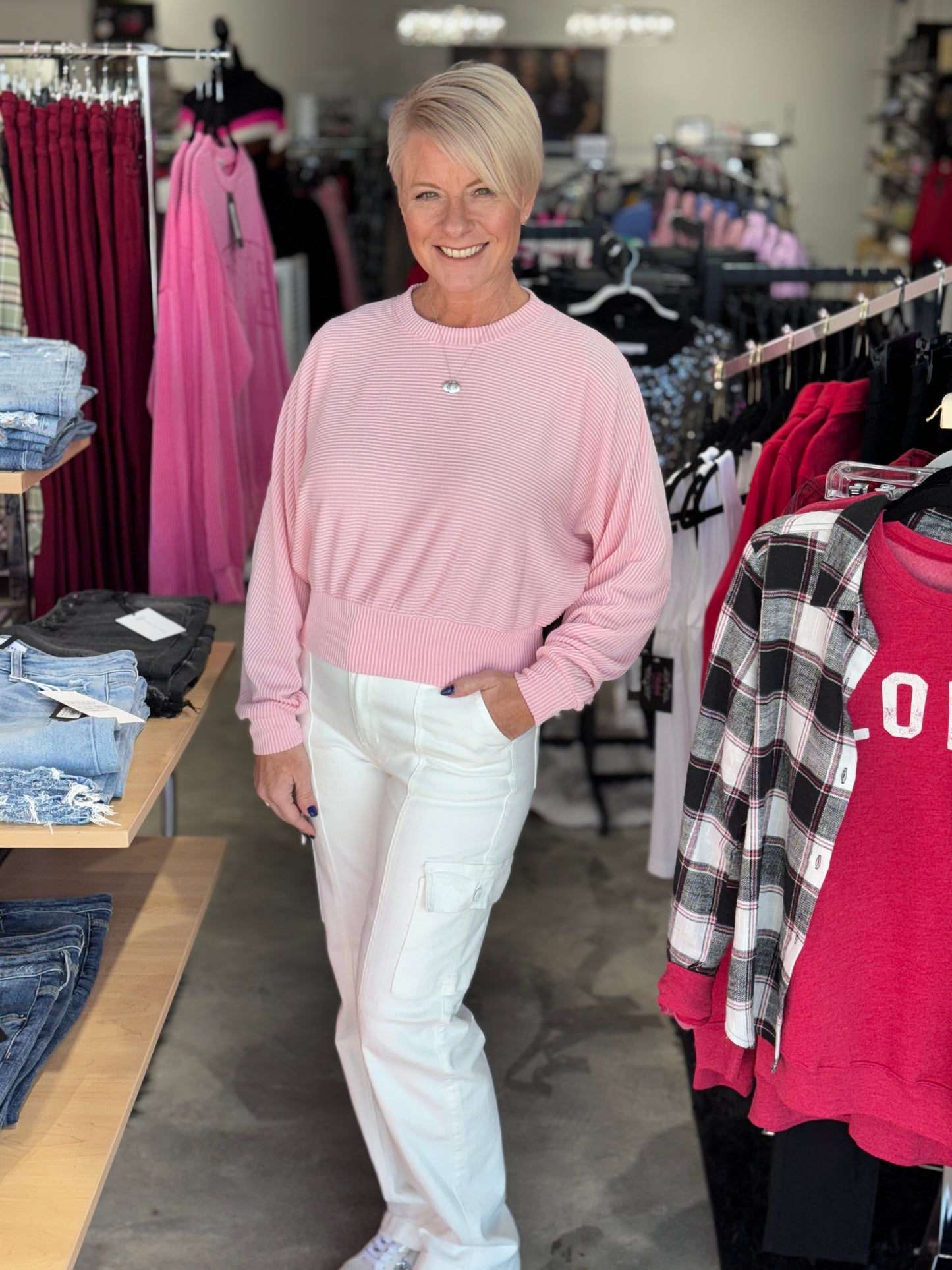 Judy Blue High Waist White Cargo Straight Leg Jeans