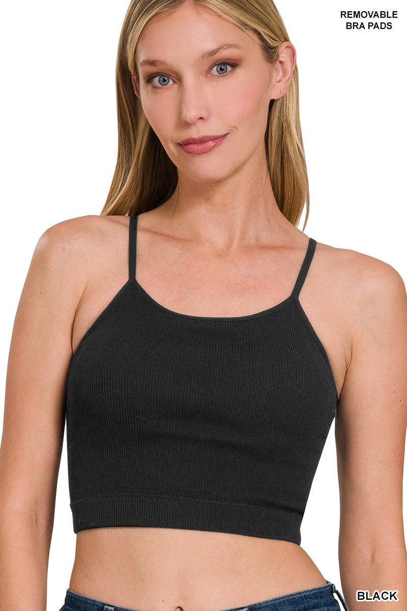Zenana Ribbed Seamless Cropped Cami