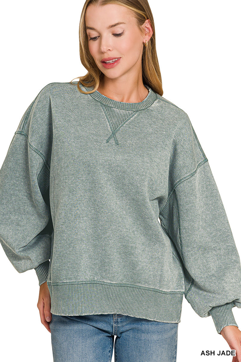 The Acid Wash Fleece Oversized Pullover