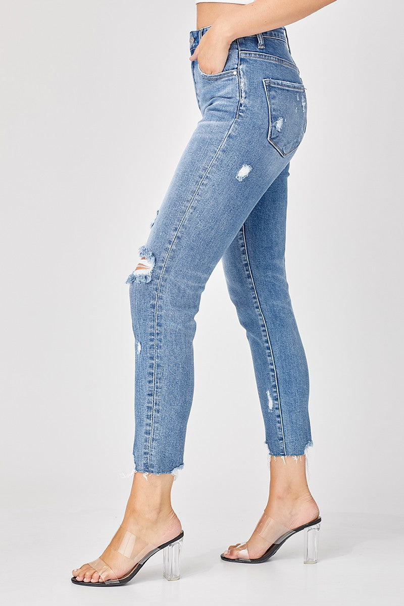 Risen Mid-Rise Tapered Jeans