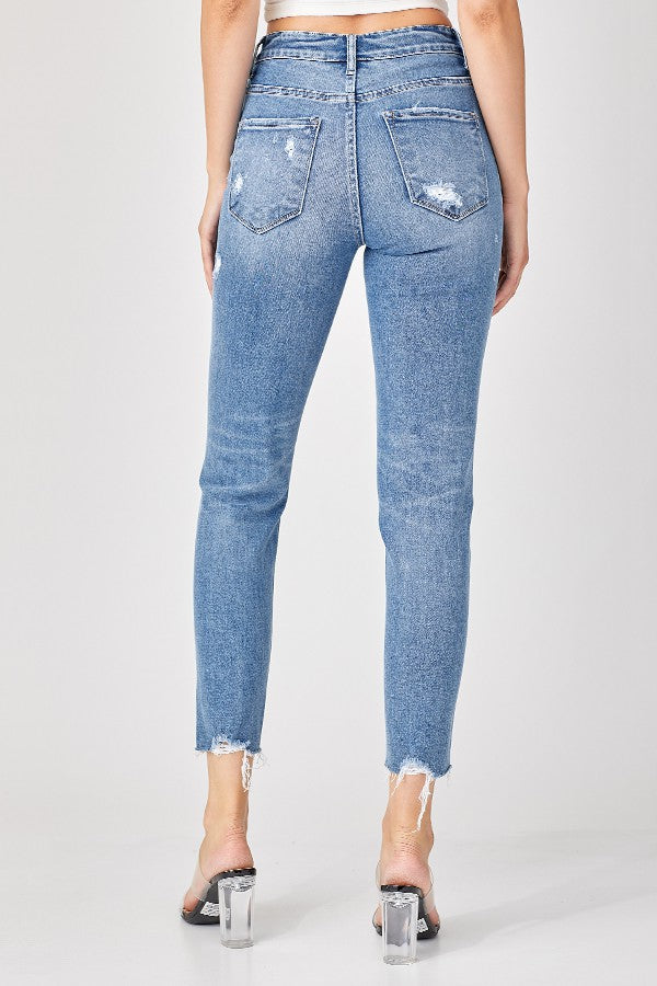 Risen Mid-Rise Tapered Jeans