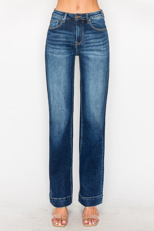 Risen High Rise Straight Denim Jeans
