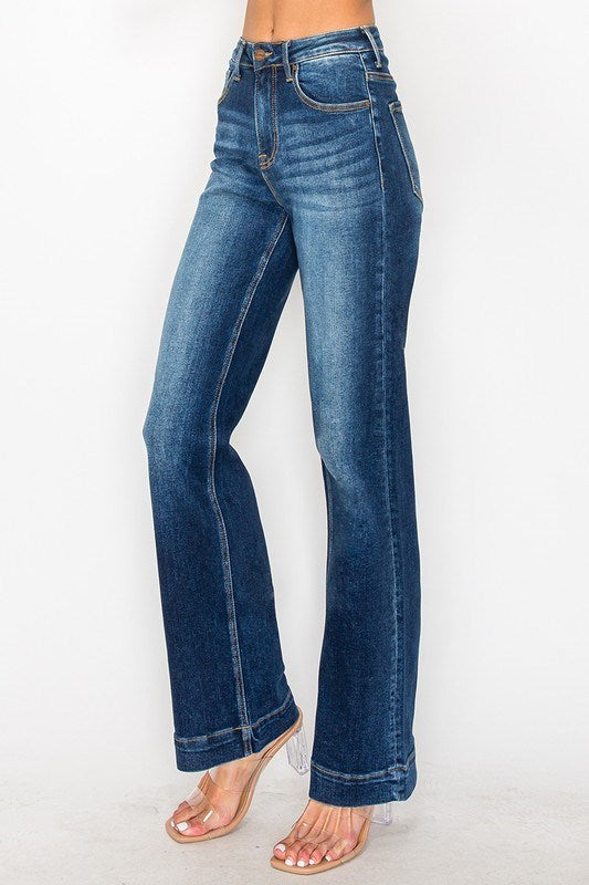 Risen High Rise Straight Denim Jeans