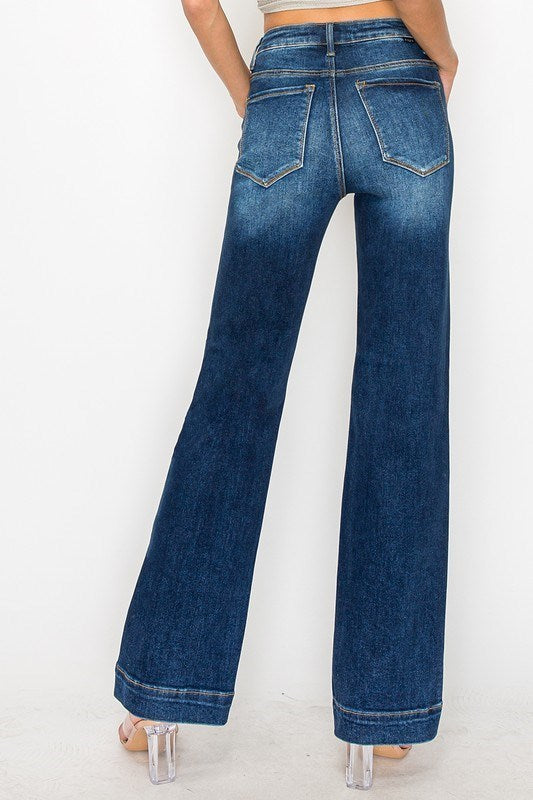 Risen High Rise Straight Denim Jeans