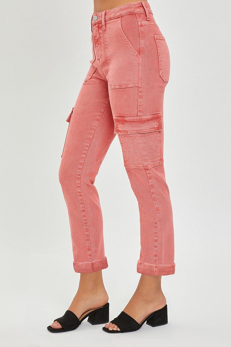 Risen High Rise Cargo Roll-Up Straignt Jeans