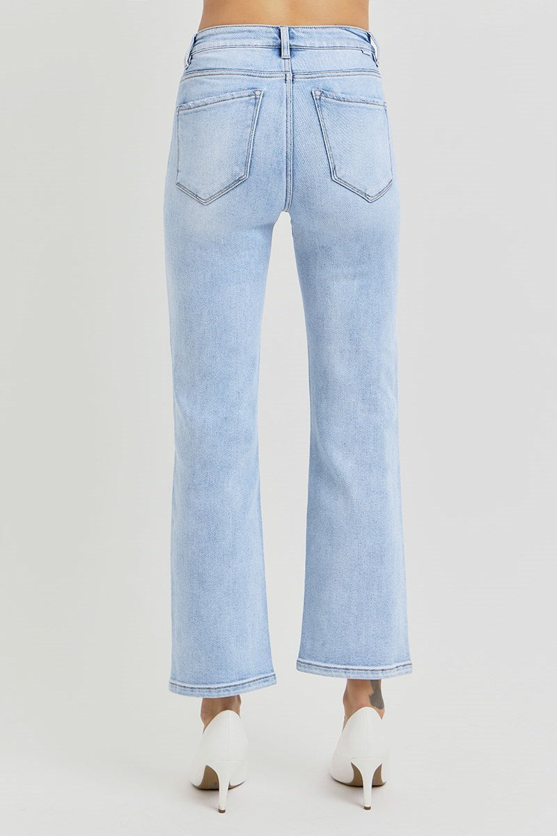 Risen Tummy Control High Rise Crop Straight Jeans
