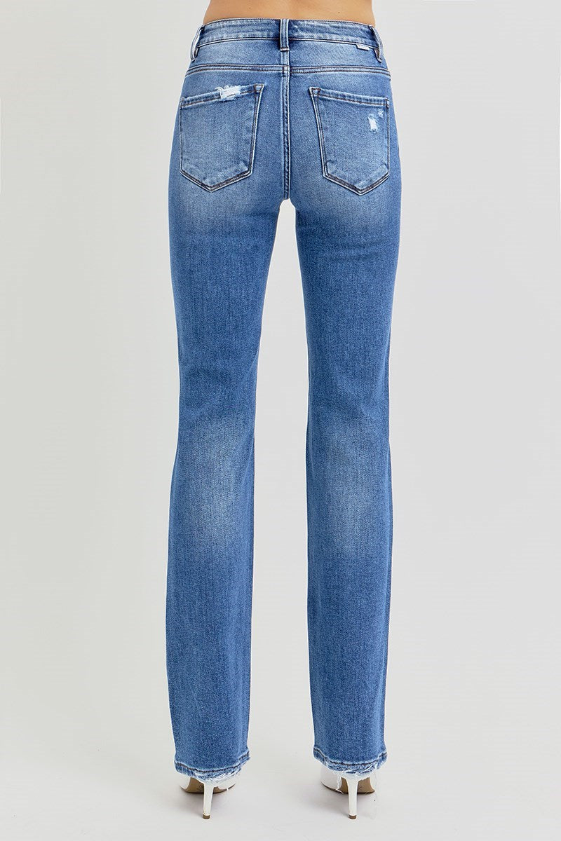 Risen High Rise Ankle Straight Denim Jeans