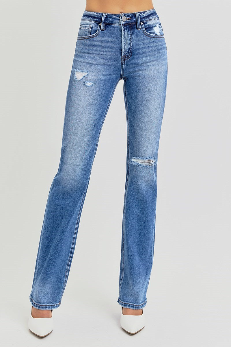 Risen High Rise Ankle Straight Denim Jeans