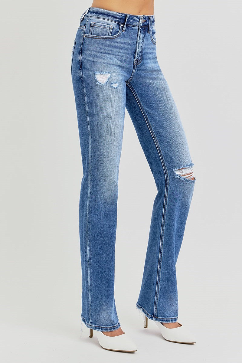 Risen High Rise Ankle Straight Denim Jeans