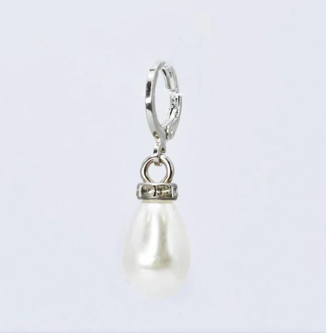 Single Pearl Drop Silver Charm