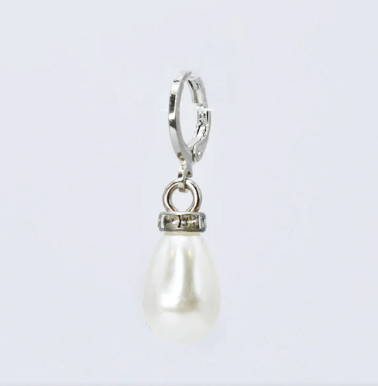 Single Pearl Drop Silver Charm