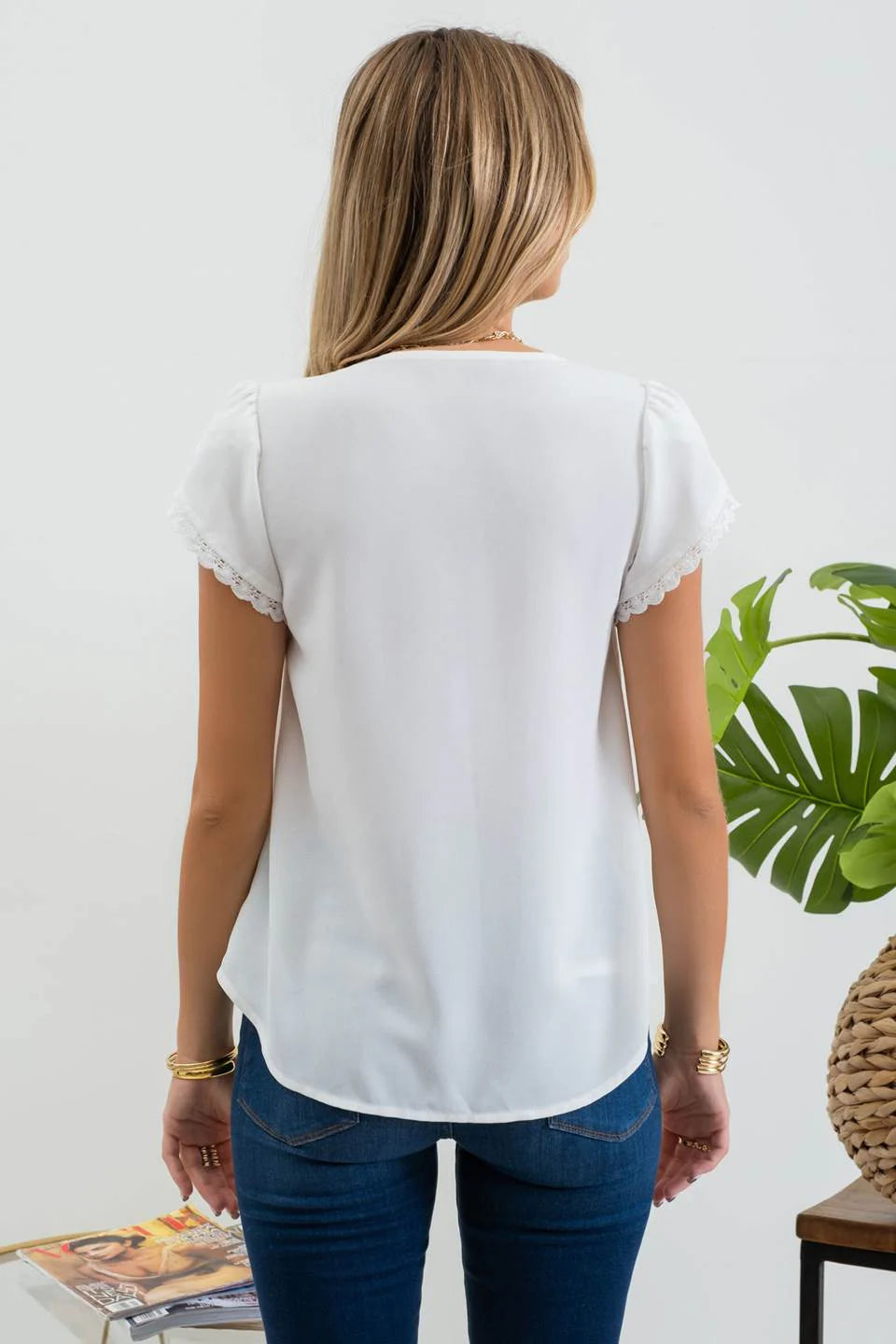 The Daisy Scallop Lace Trim Top