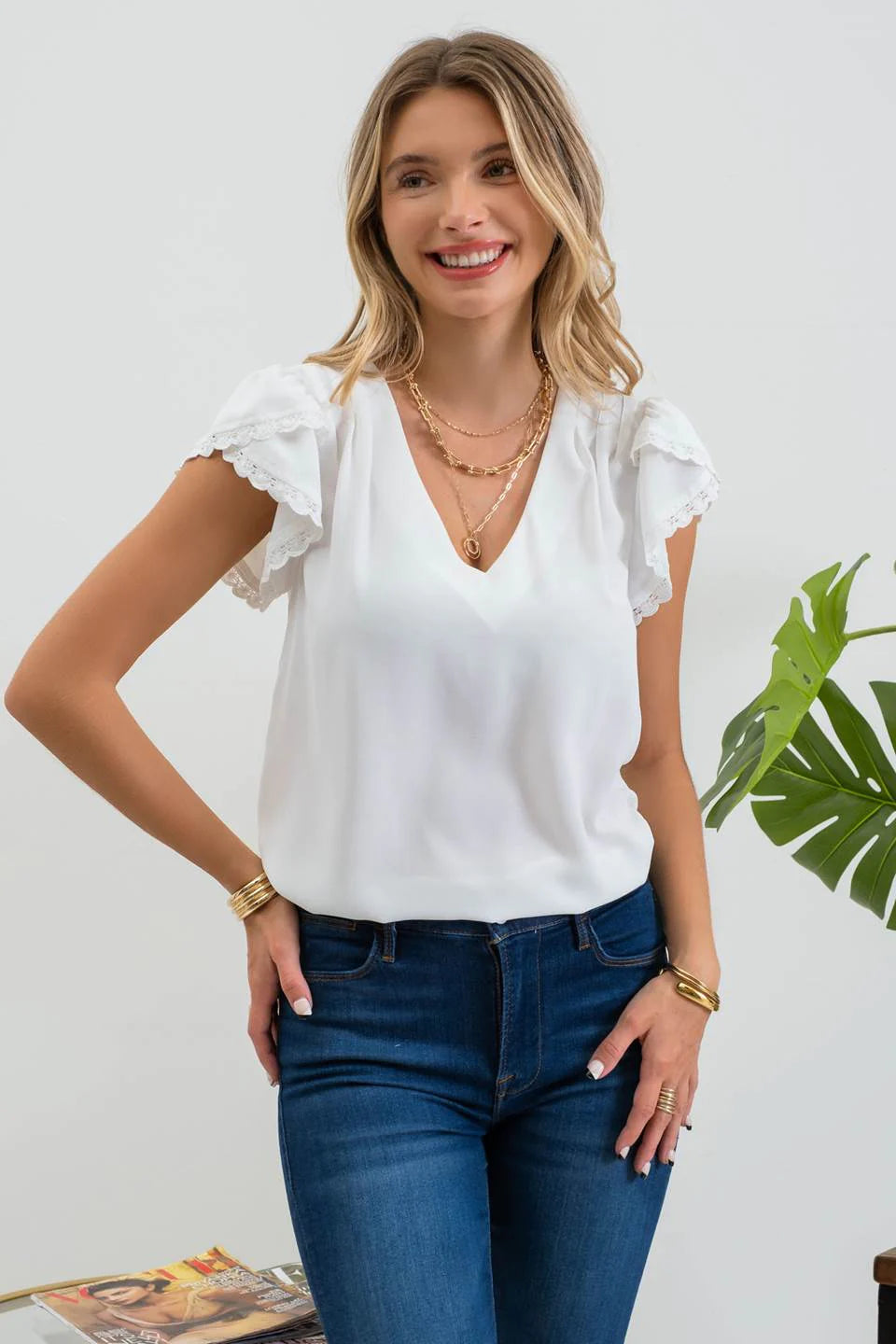 The Daisy Scallop Lace Trim Top