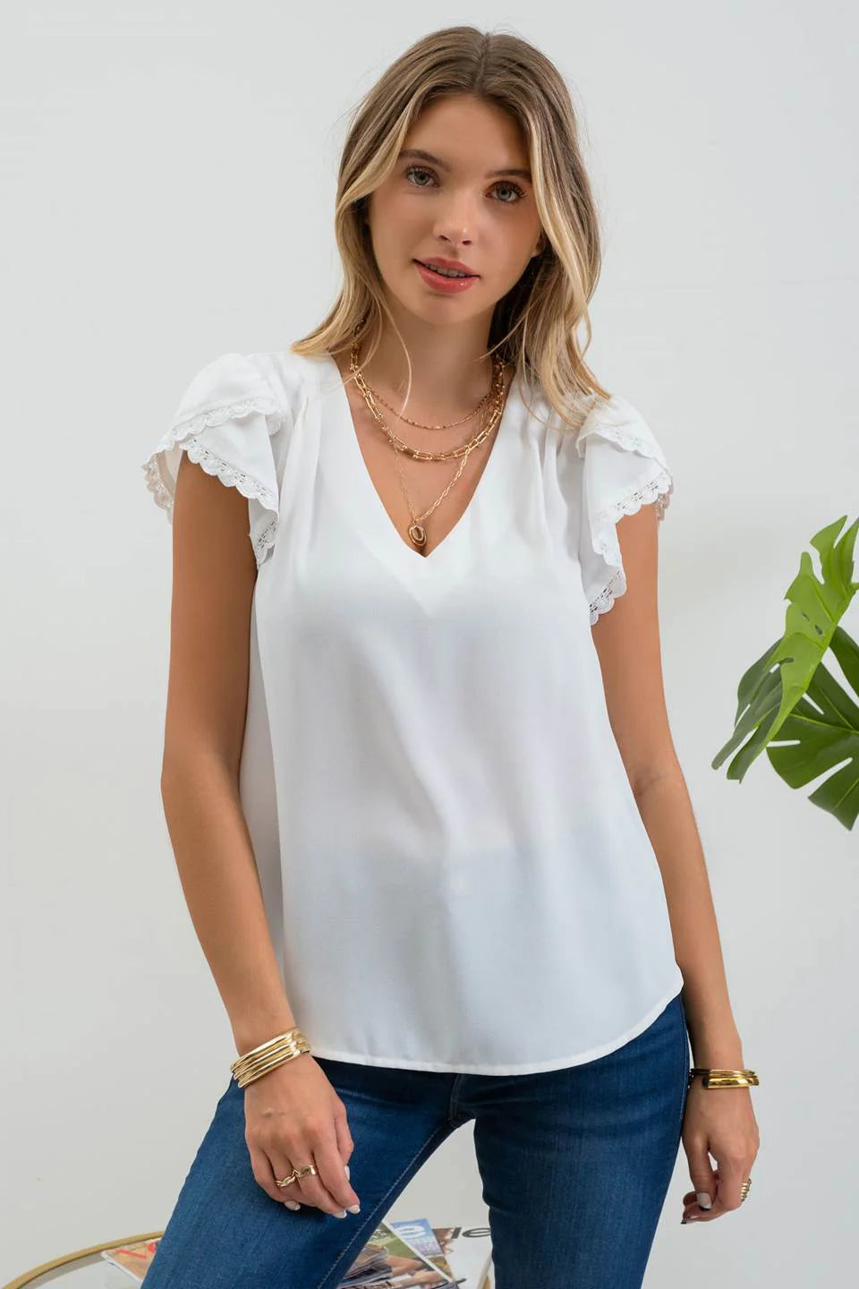 The Daisy Scallop Lace Trim Top