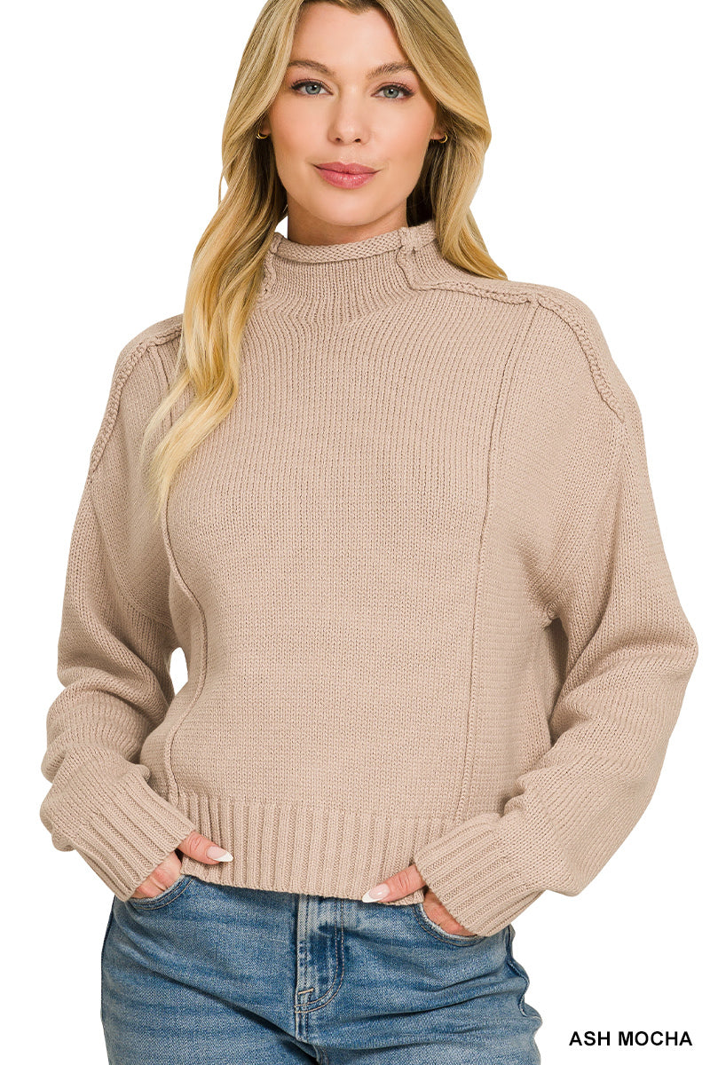 The Mock Neck Exposed Seam Sweater