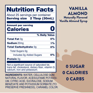 Jordan's Vanilla Almond Sugar Free Skinny Syrup