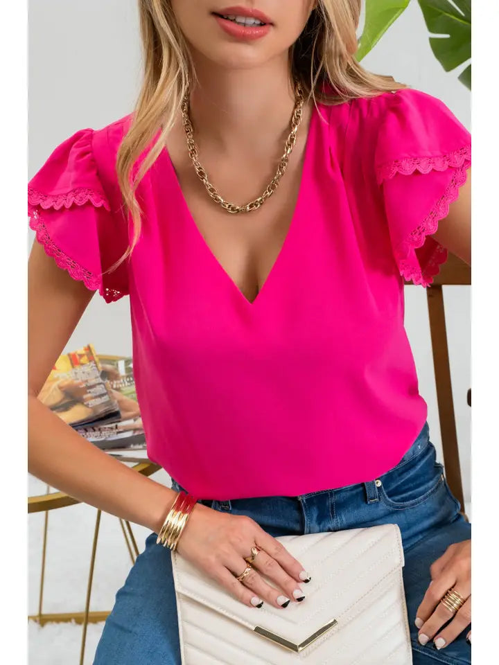 The Daisy Scallop Lace Trim Top