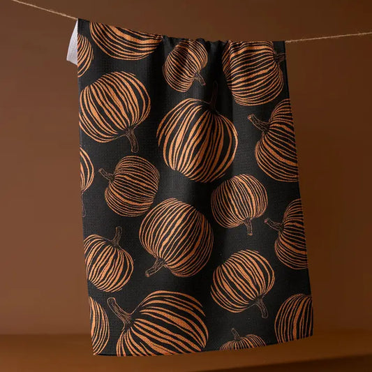 Geometry - Pumpkin  Noir Tea Towel