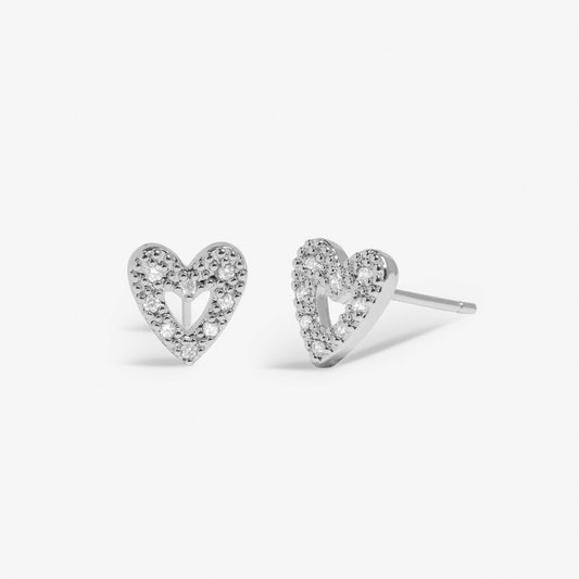 Mini Charms Pave Offset Silver Heart Earrings