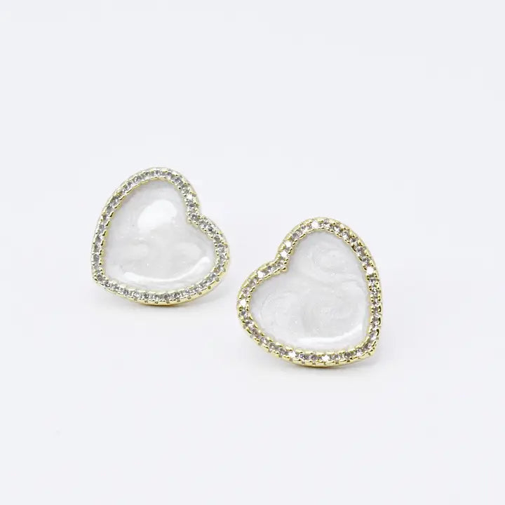 Shimmering Heart Stud Earrings
