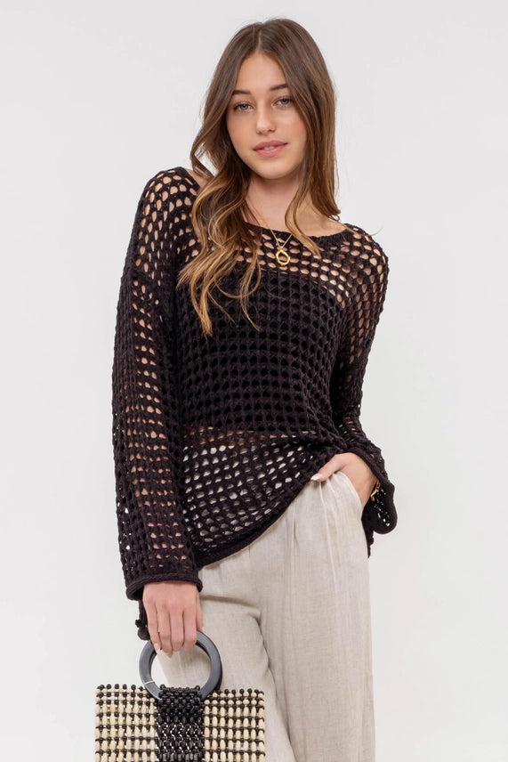 Crochet Knit Pullover Top