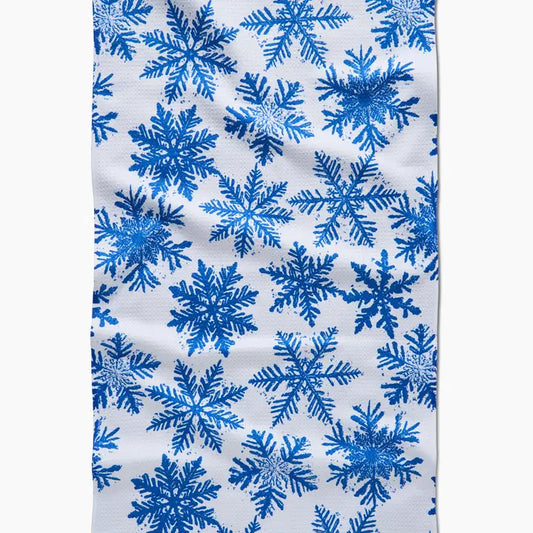 Geometry - Snowy Days Blue Tea Towel