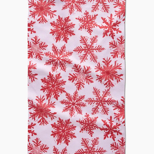 Geometry - Snowy Days Red Tea Towel