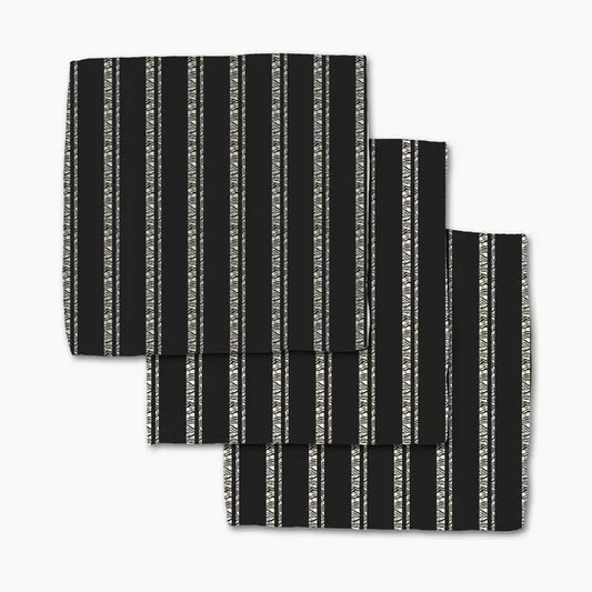 Geometry - Zebra Pin Stripe Black Dishcloth Set