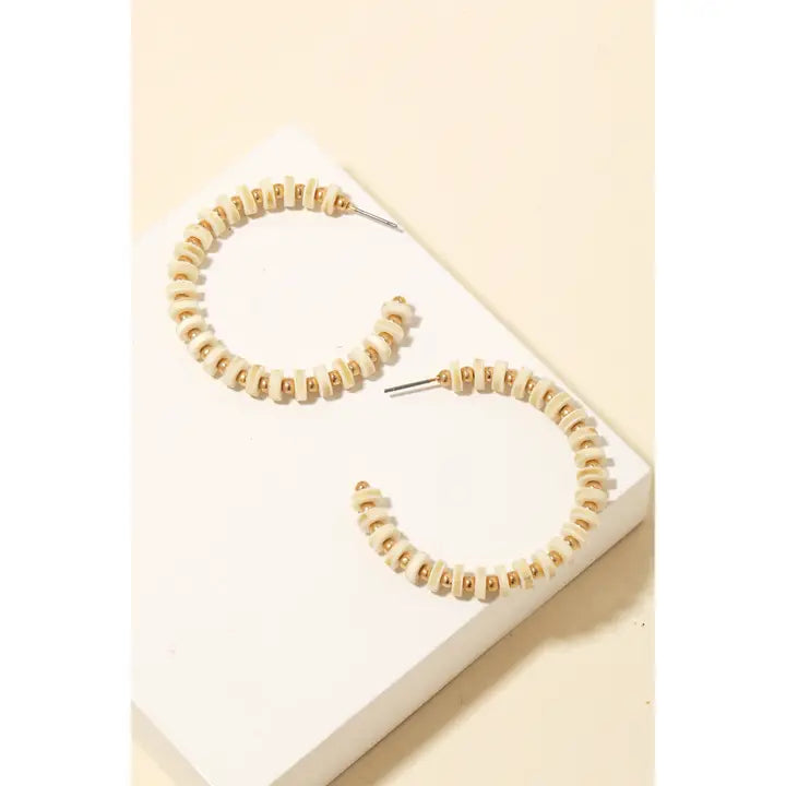 Wooden Beaded Hoop Earrings