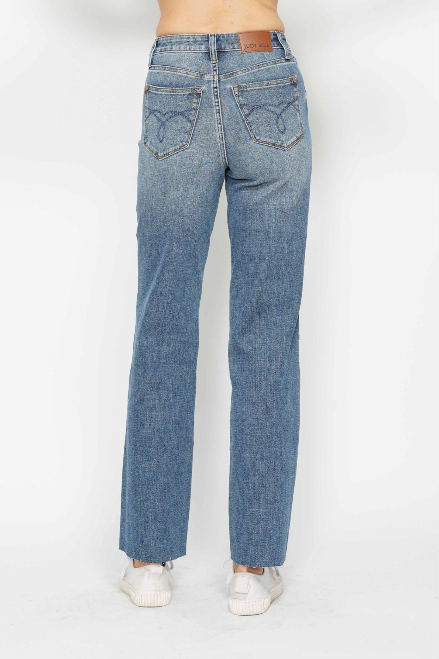 Judy Blue High Waist Straight Raw Hem Jeans