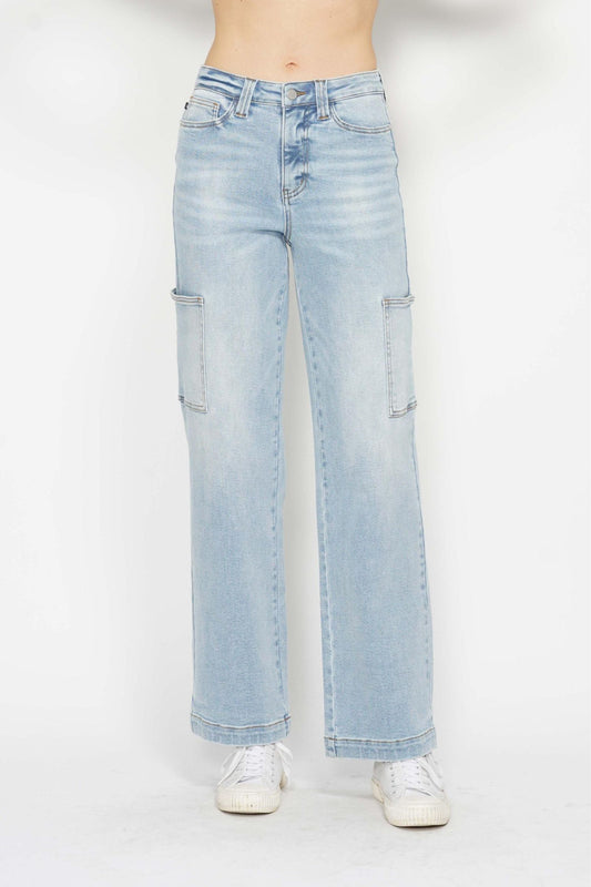 Judy Blue High Waist Cargo Wide Leg Denim Jeans