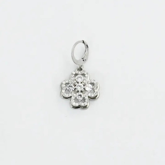 Silver Crystal Flower Charm