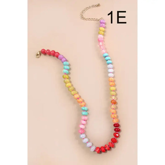 Natural Agate Glass Semi Precious Bead Necklace