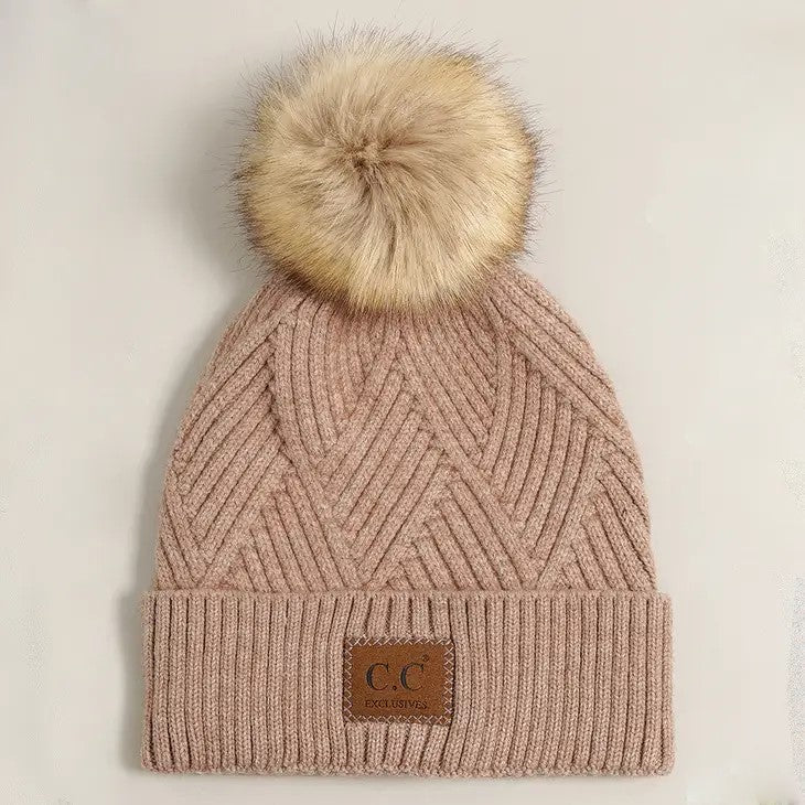 Cuff Beanie Hat With PomPom