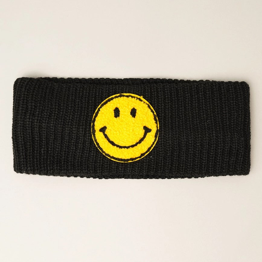 Happy Face Ribbed Knit Headband