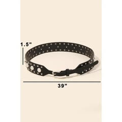 Pearl Studded Faux Leather Belt
