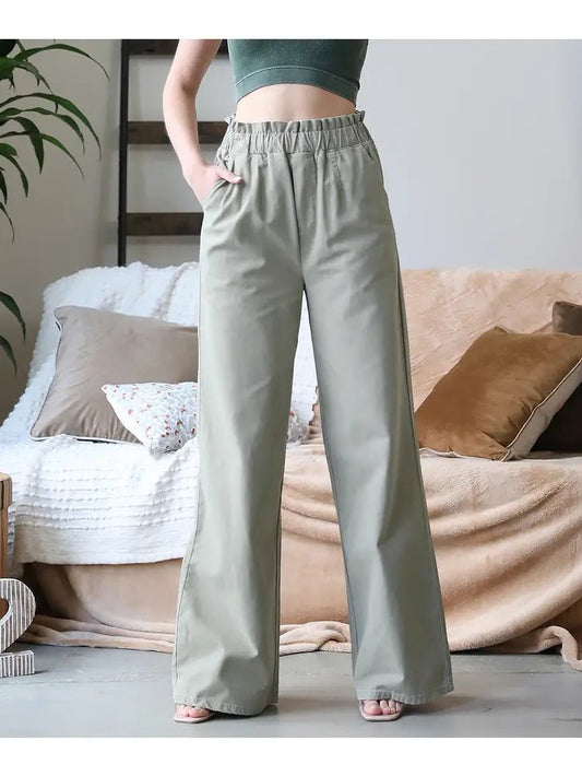 Canvas Wide Leg Pants - Polished Boutique