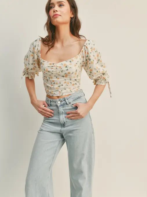 Ivory Yellow Floral Top - Polished Boutique