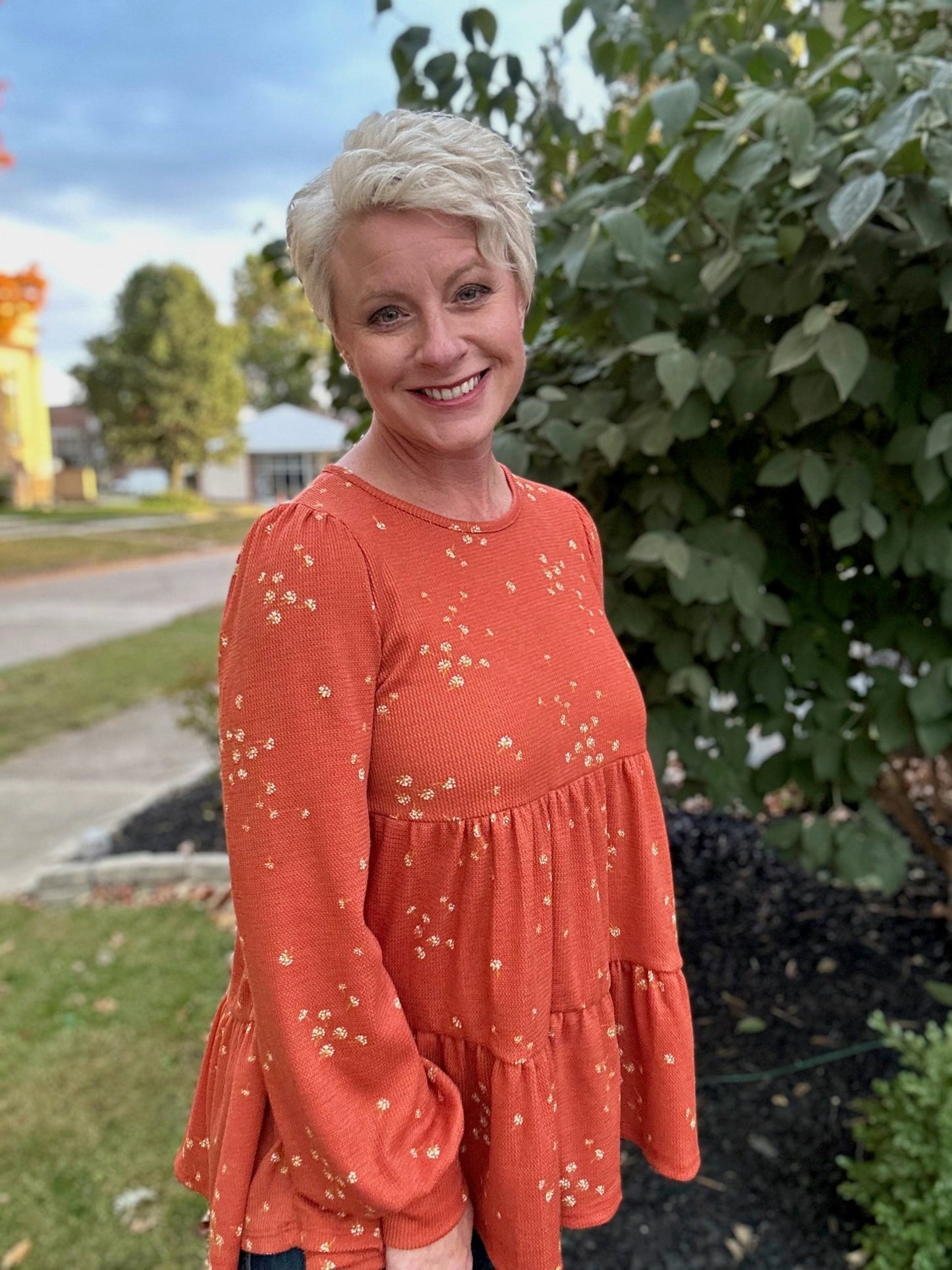 Long Sleeve Floral Print Top - Lazy Daisy Boutique