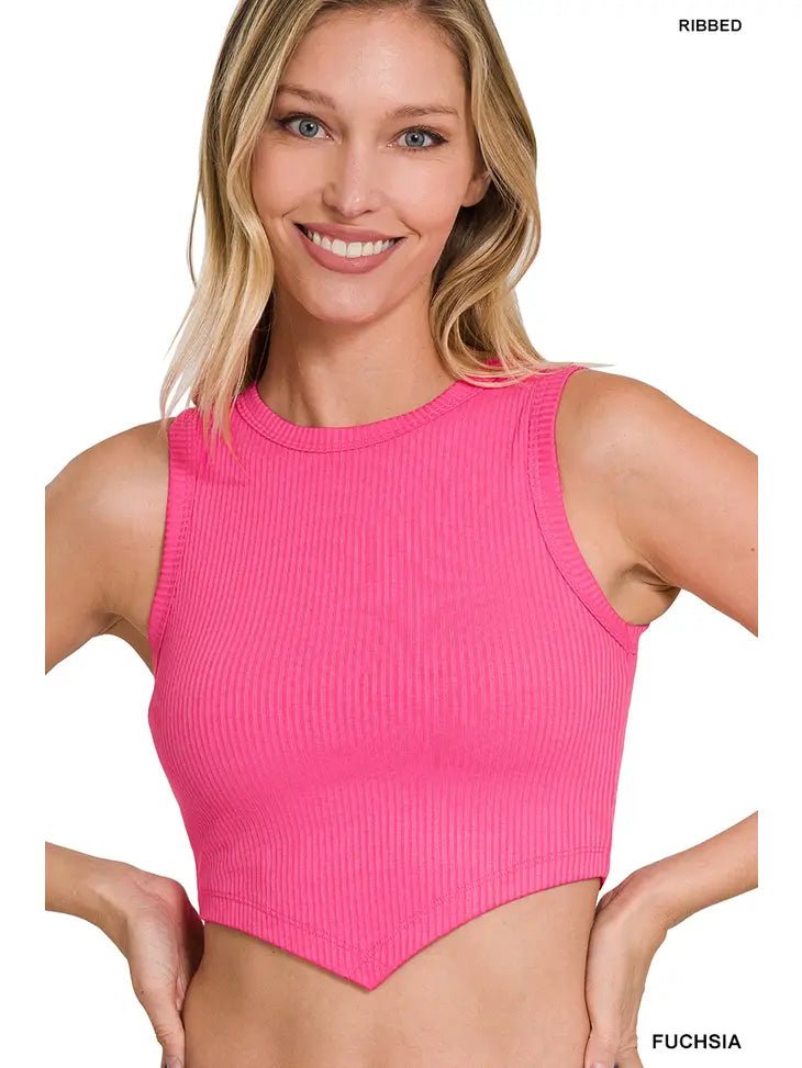 Ribbed V-Line Hem Tank - Polished Boutique