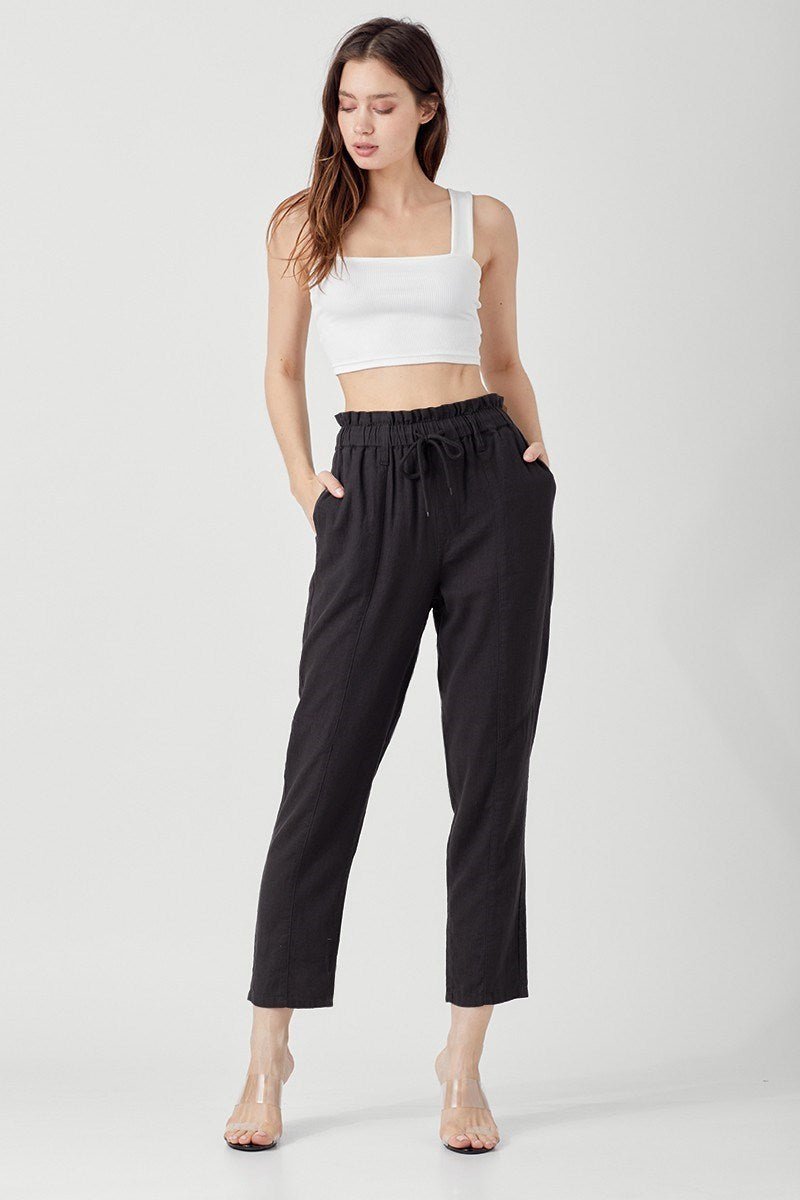 Risen Black Linen Pants - Polished Boutique