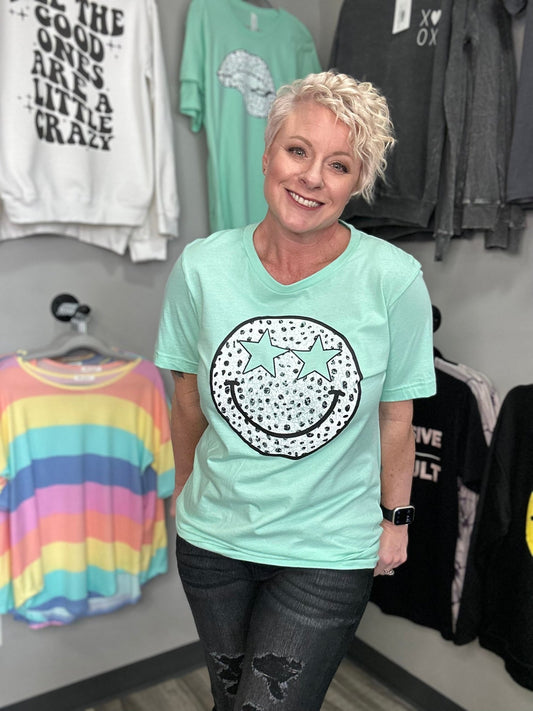 Smile Leopard Graphic Tee - Lazy Daisy Boutique