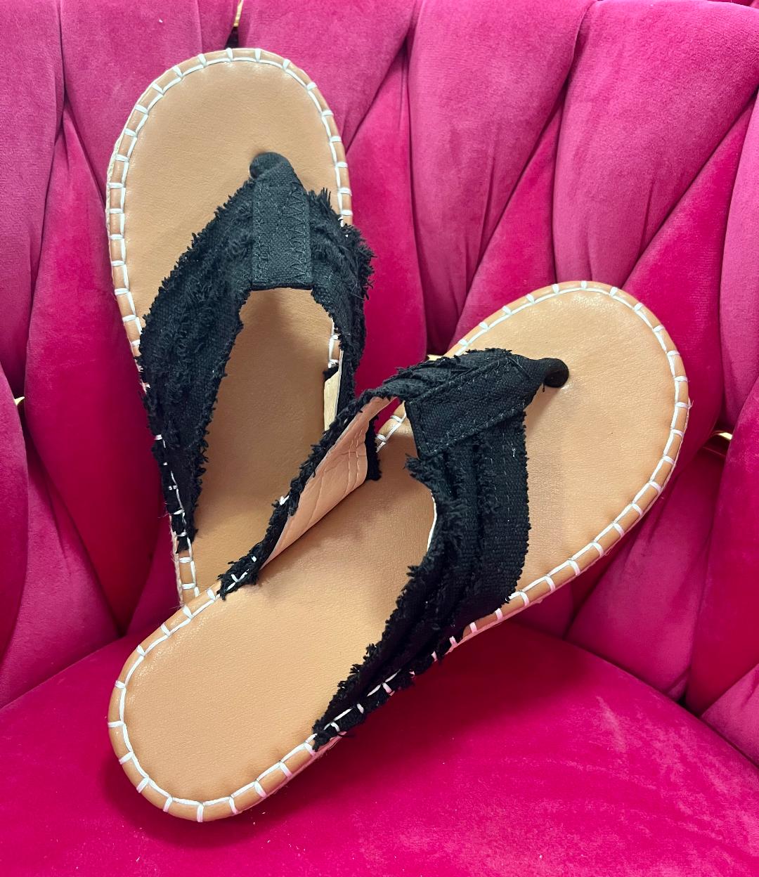 Straw Canvas Flip-Flops - Polished Boutique