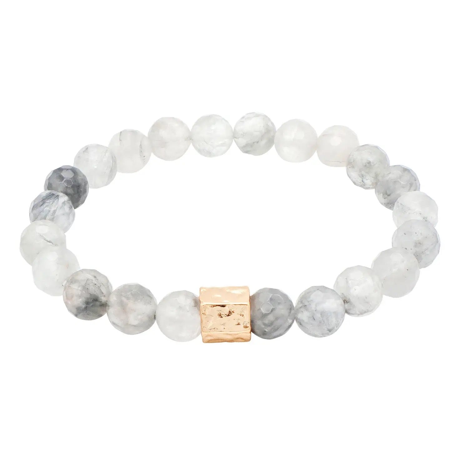 Stretch Stone with Gold Accent Bracelet - Lazy Daisy Boutique