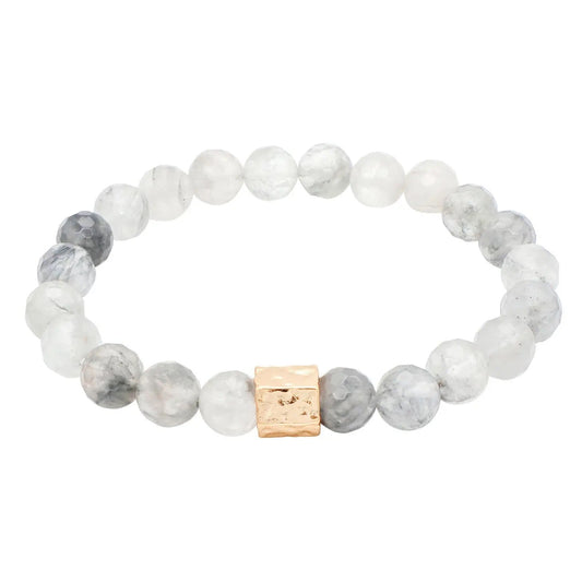 Stretch Stone with Gold Accent Bracelet - Lazy Daisy Boutique