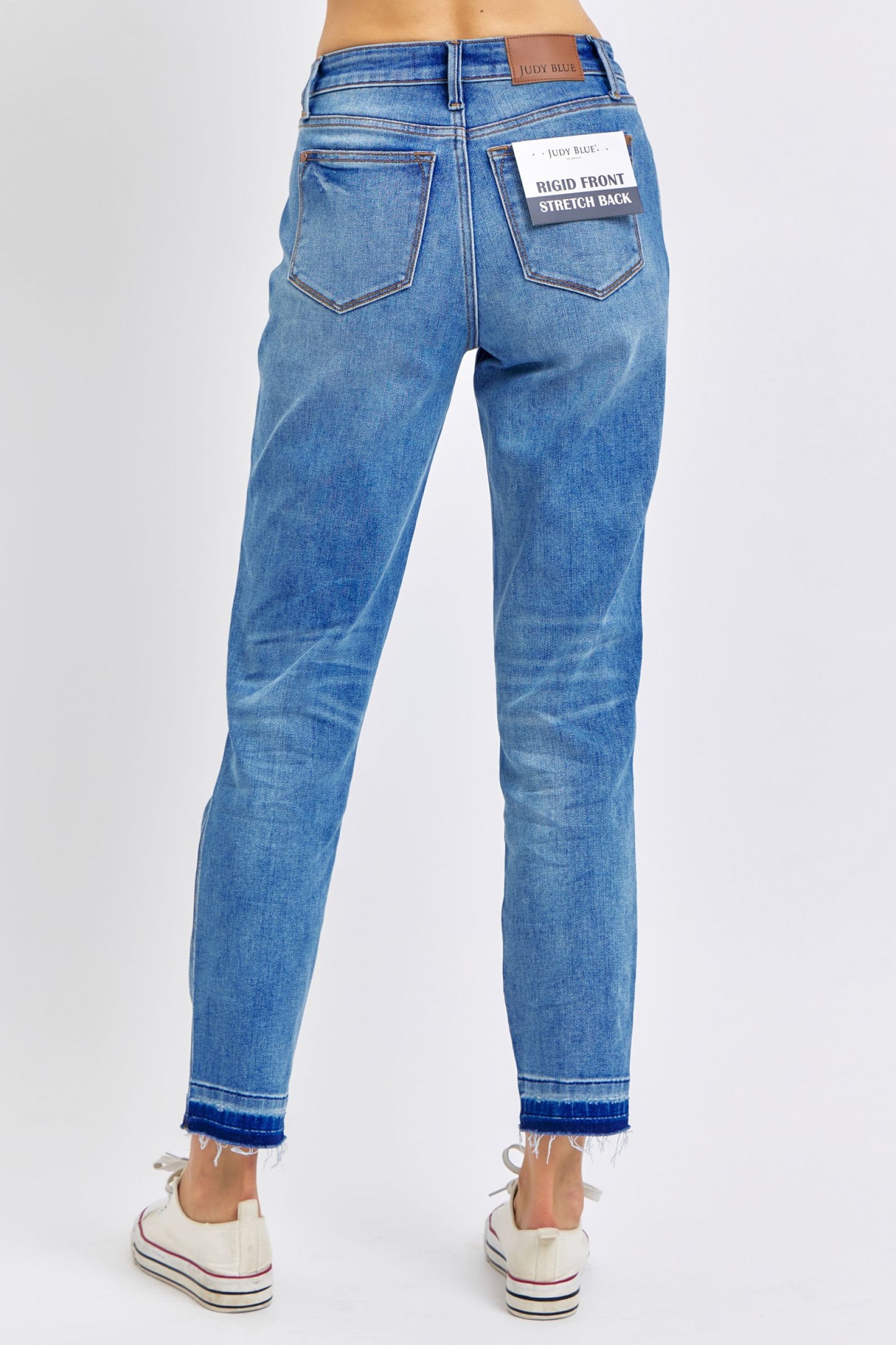 Judy Blue Mid Rise Rigid Magic Release Hem Boyfriend Jeans