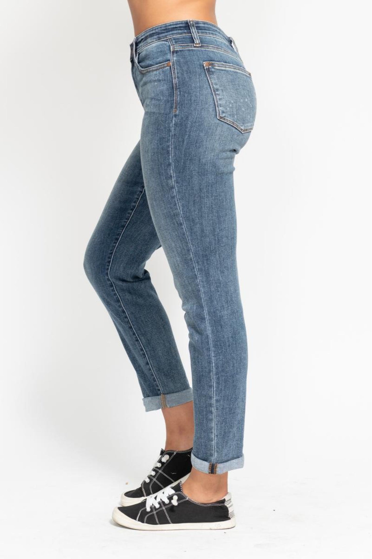 Judy Blue Hi-Rise Bleach Splatter Boyfriend Denim Jeans